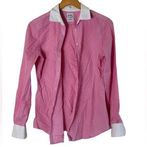 Brooks Brothers | Vintage Pink/white checkered long sleeve button front shirt